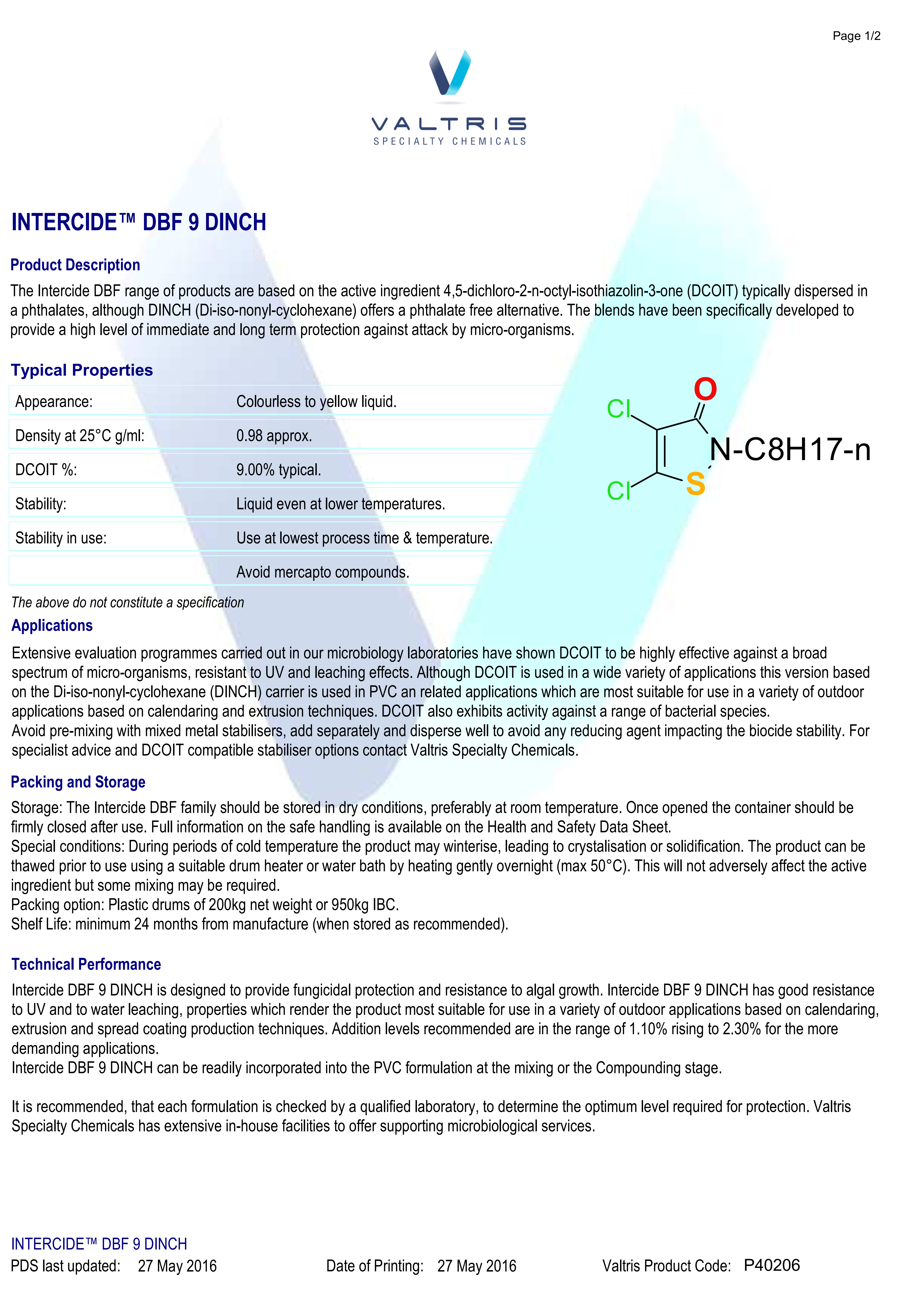 Antimicrobial And Antifungal Agent Intercide DBF 9 DINCH