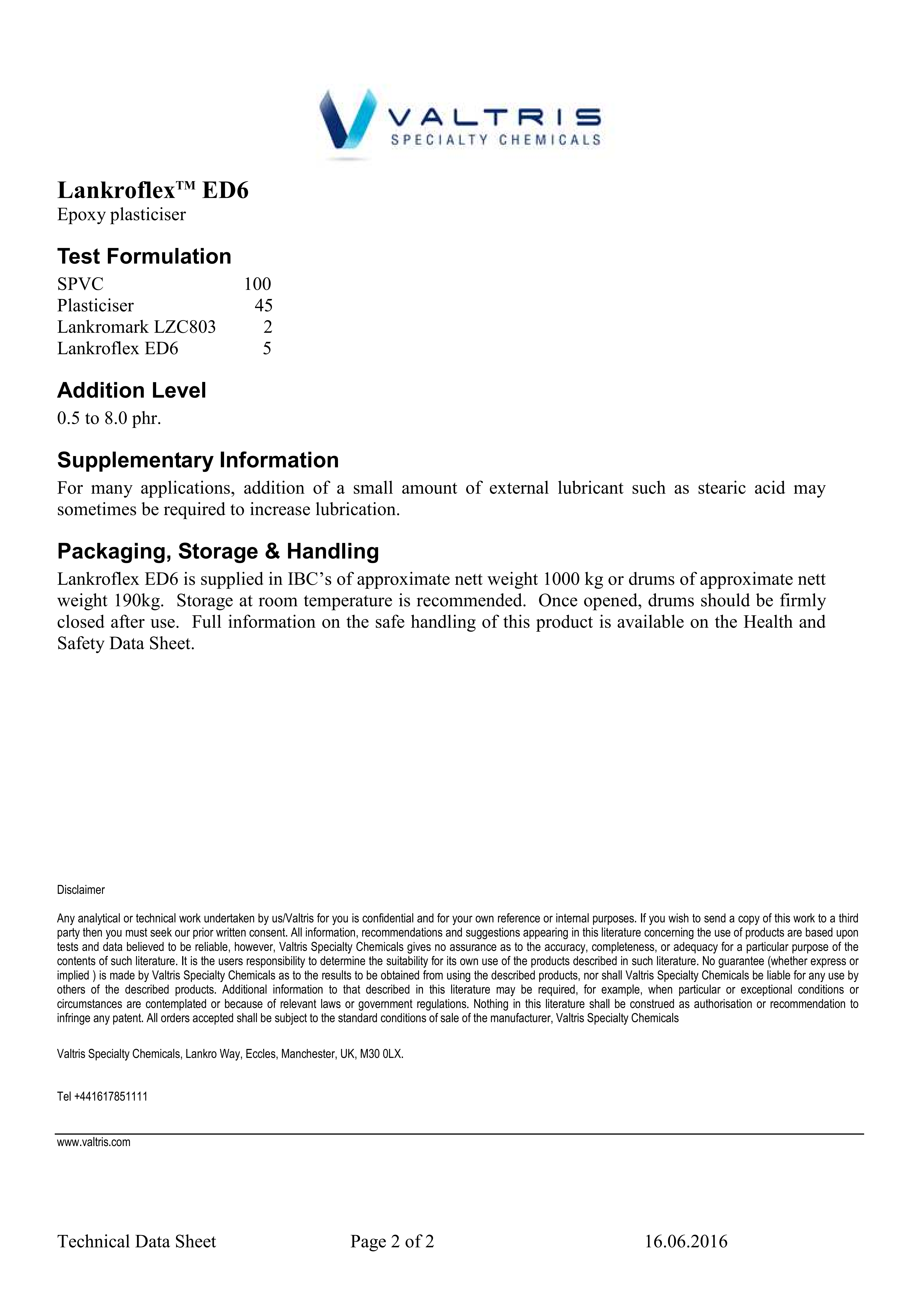 Epoxidized Octyl Stearate Plasticizer Lankroflex ED6 improves plasticizing efficiency, while reducing system viscosity and enhancing low-temperature flexibility of the material.