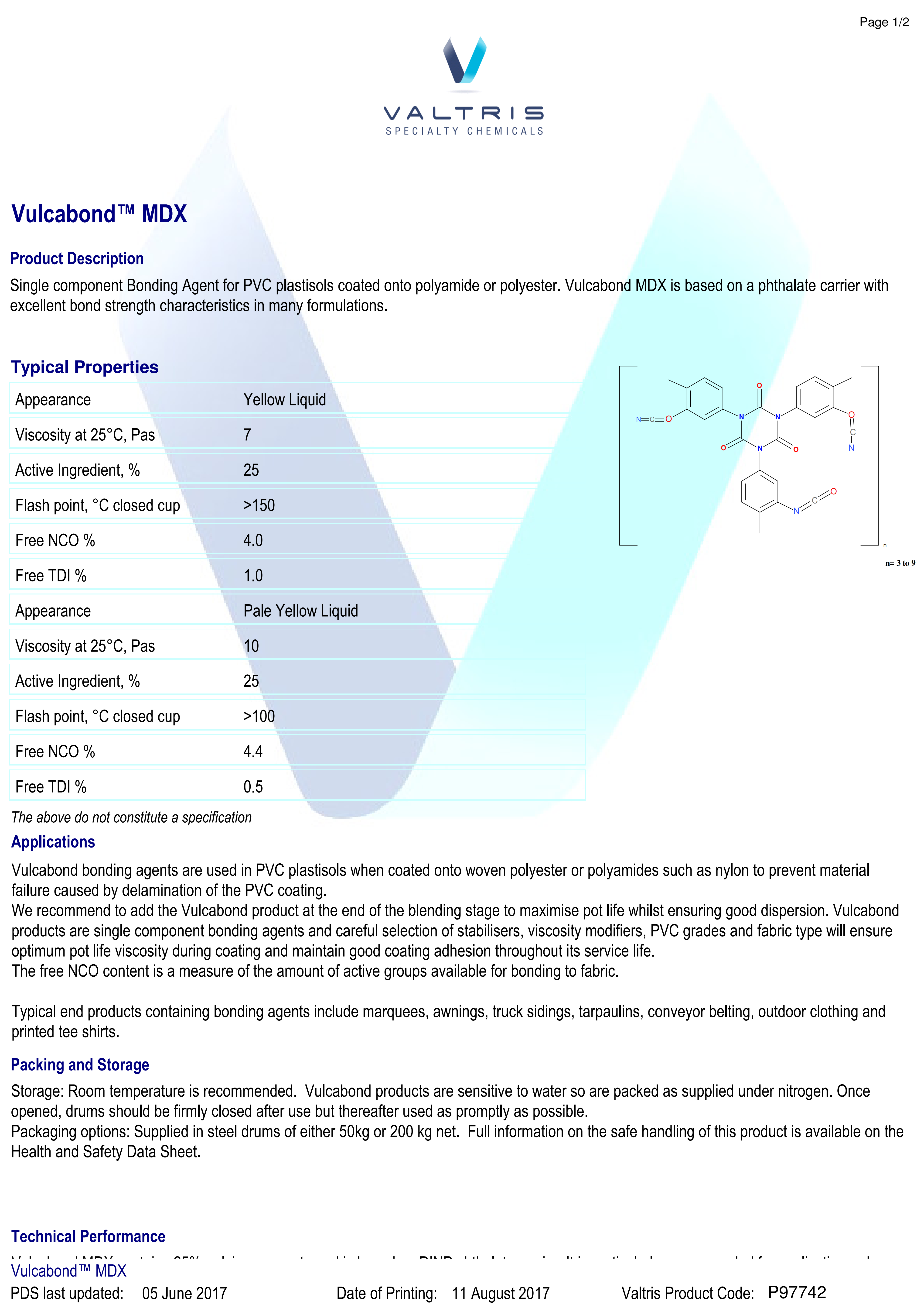 Bonding Agent for PVC Coated Fabrics Vulcabond MDX