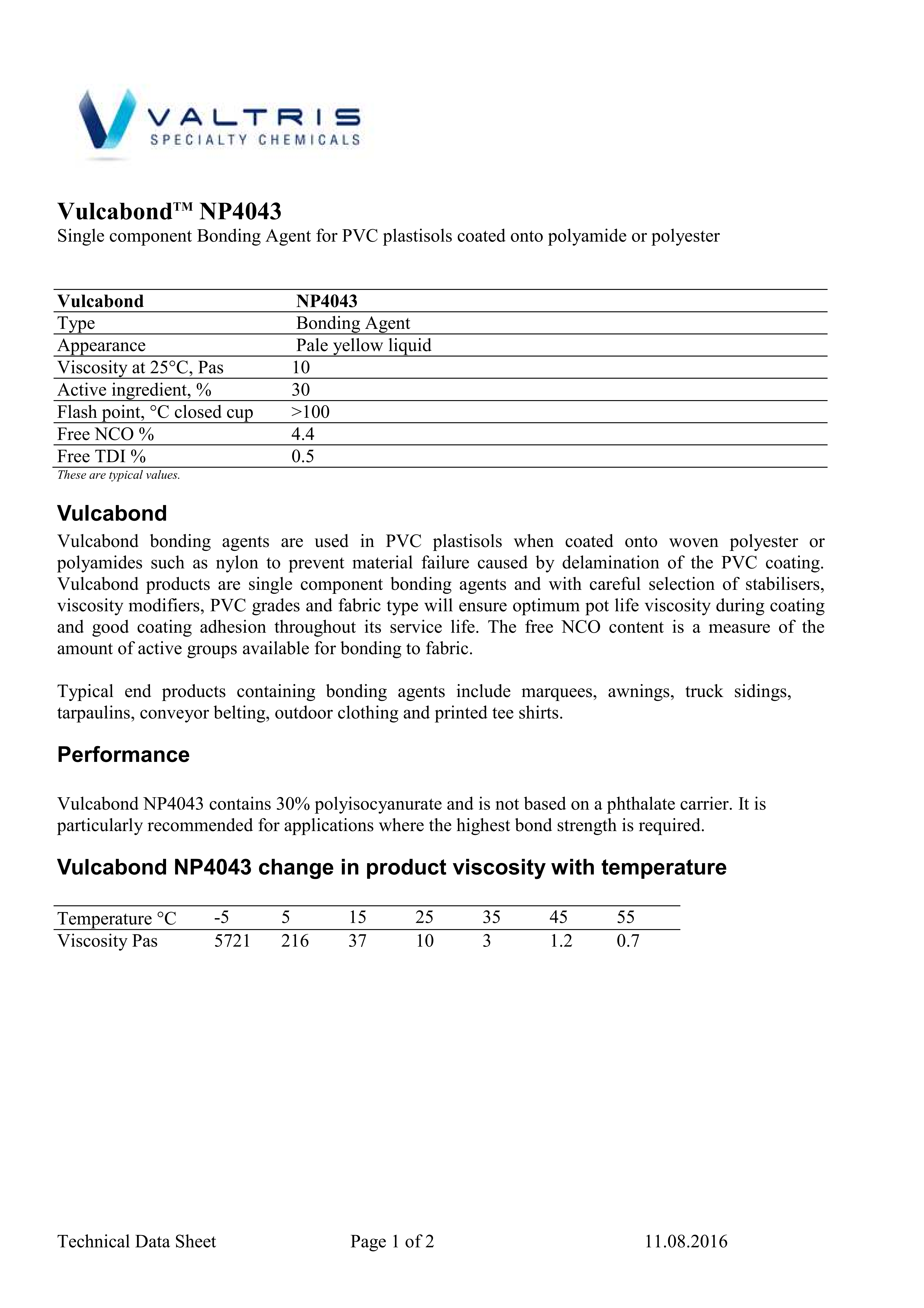 Food Grade PVC Coated Fabric Bonding Agent Vulcabond NP4043