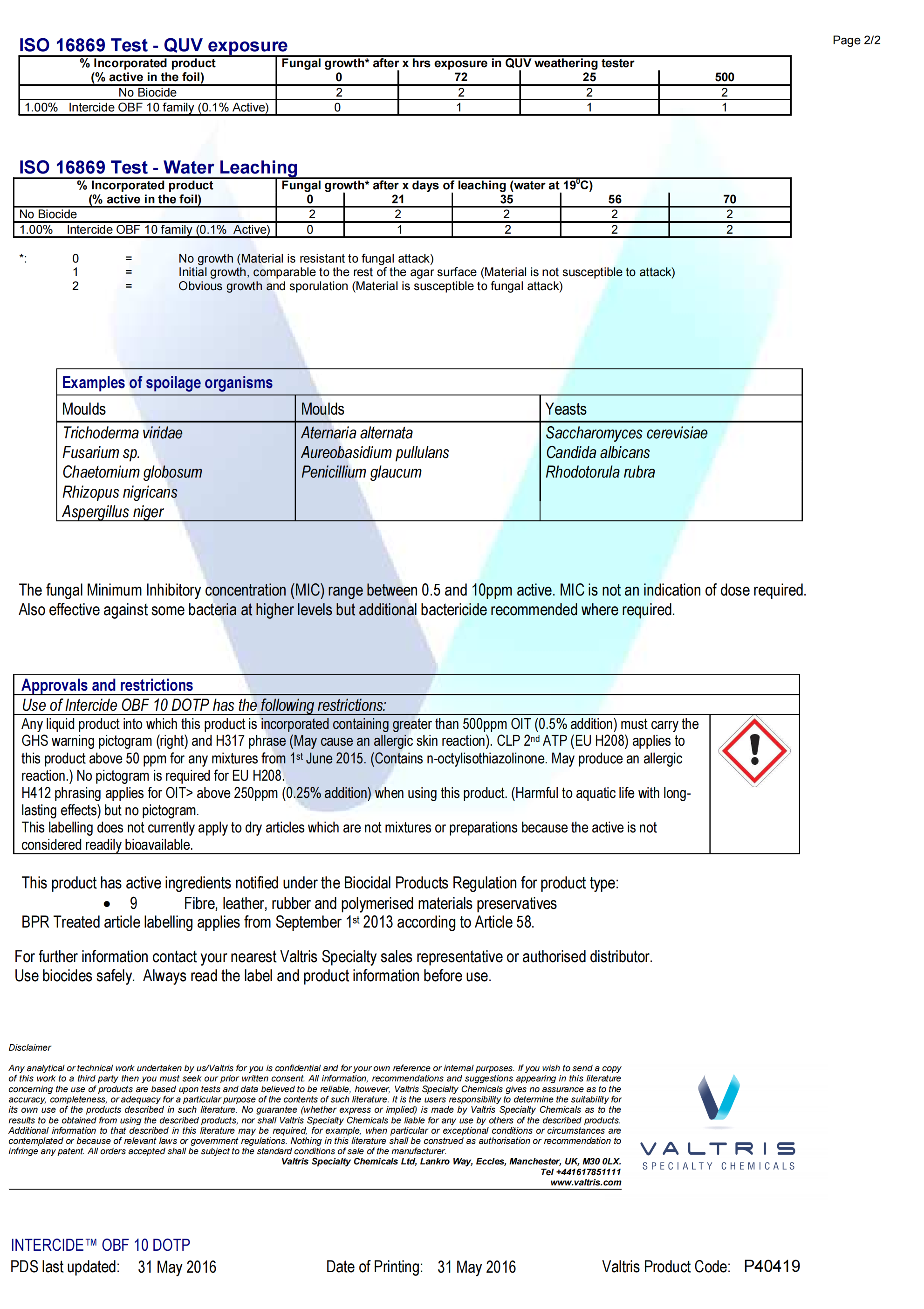 High-efficiency Antimicrobial & Mould Agent Intercide OBF 10 DOTP