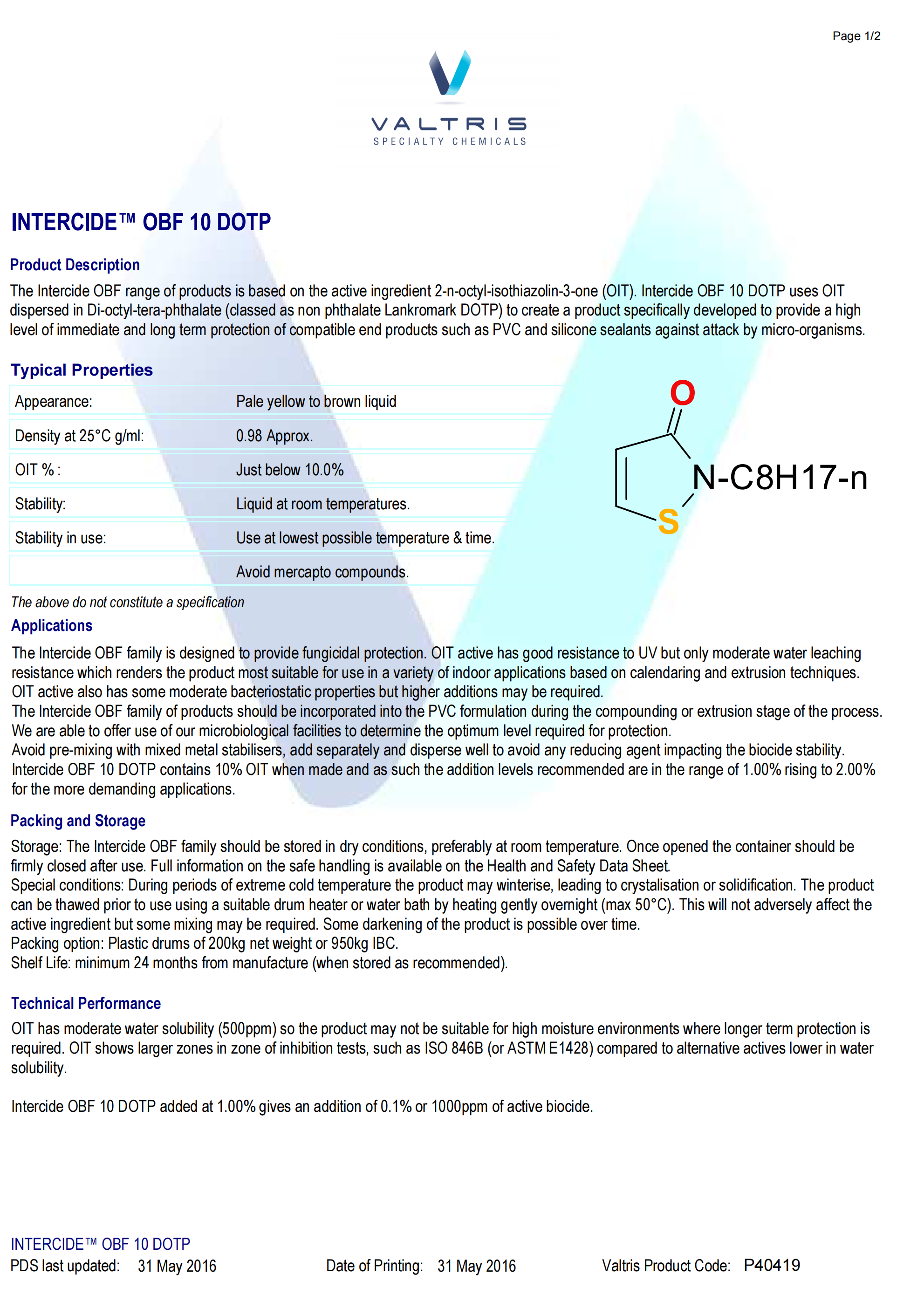 High-efficiency Antimicrobial & Mould Agent Intercide OBF 10 DOTP
